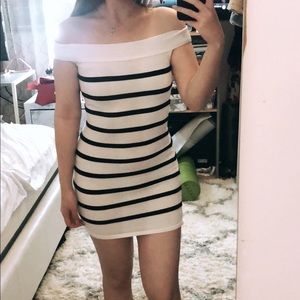 White and black stripe dress
